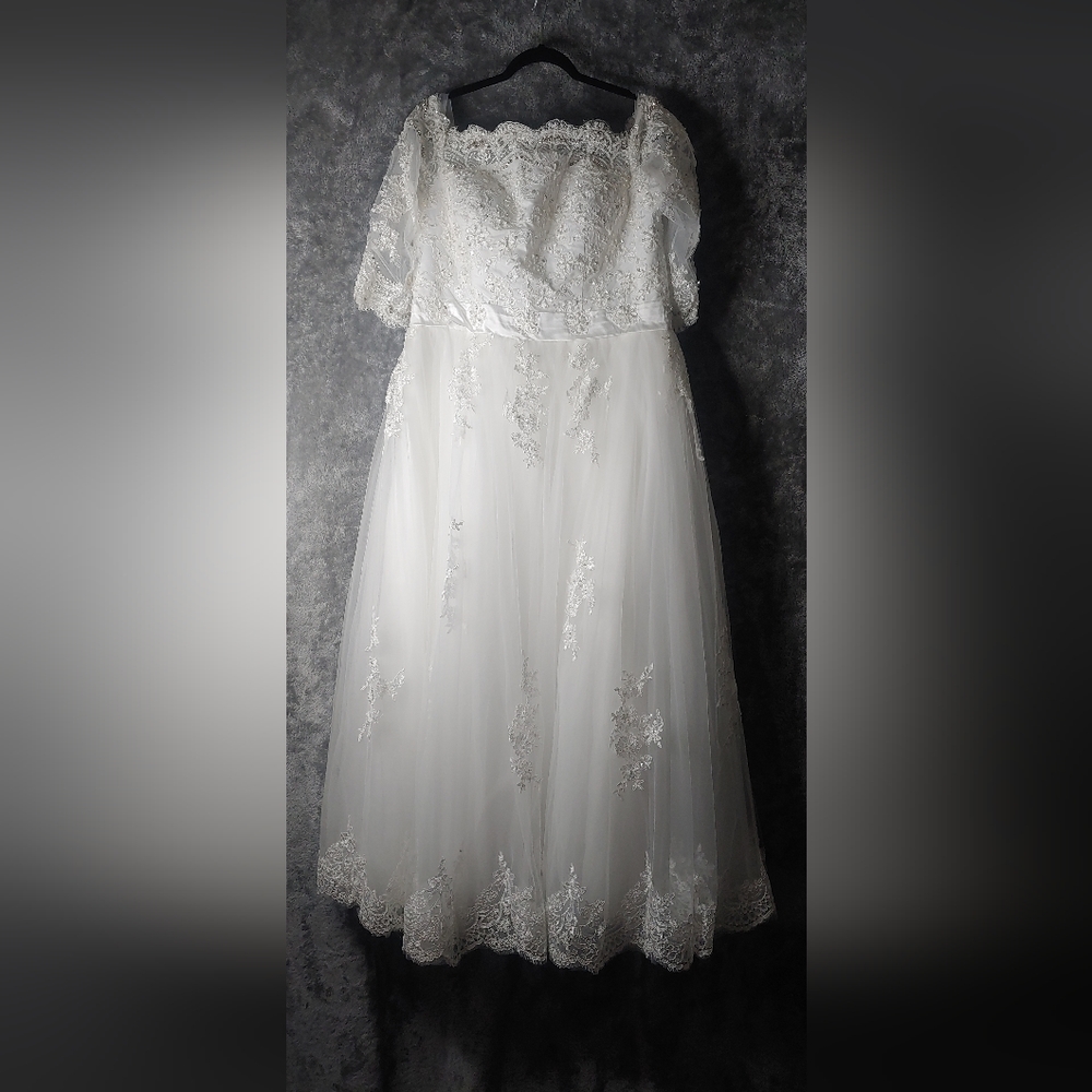 White Bridal Gown with 3/4 sleeves